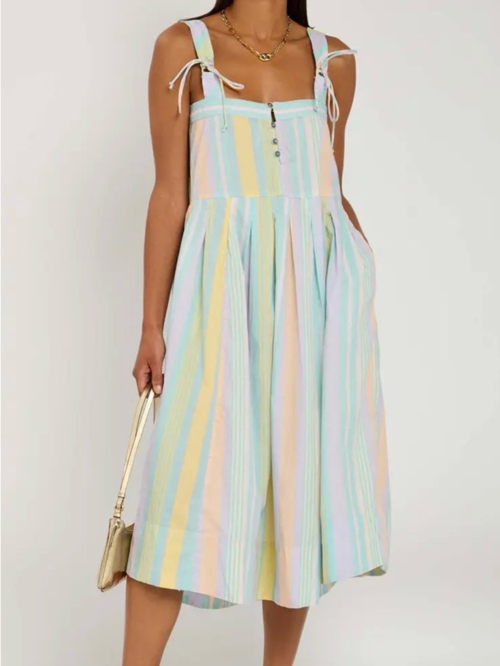 Free People Pastel Stripe Tie-Shoulder Maxi Dress